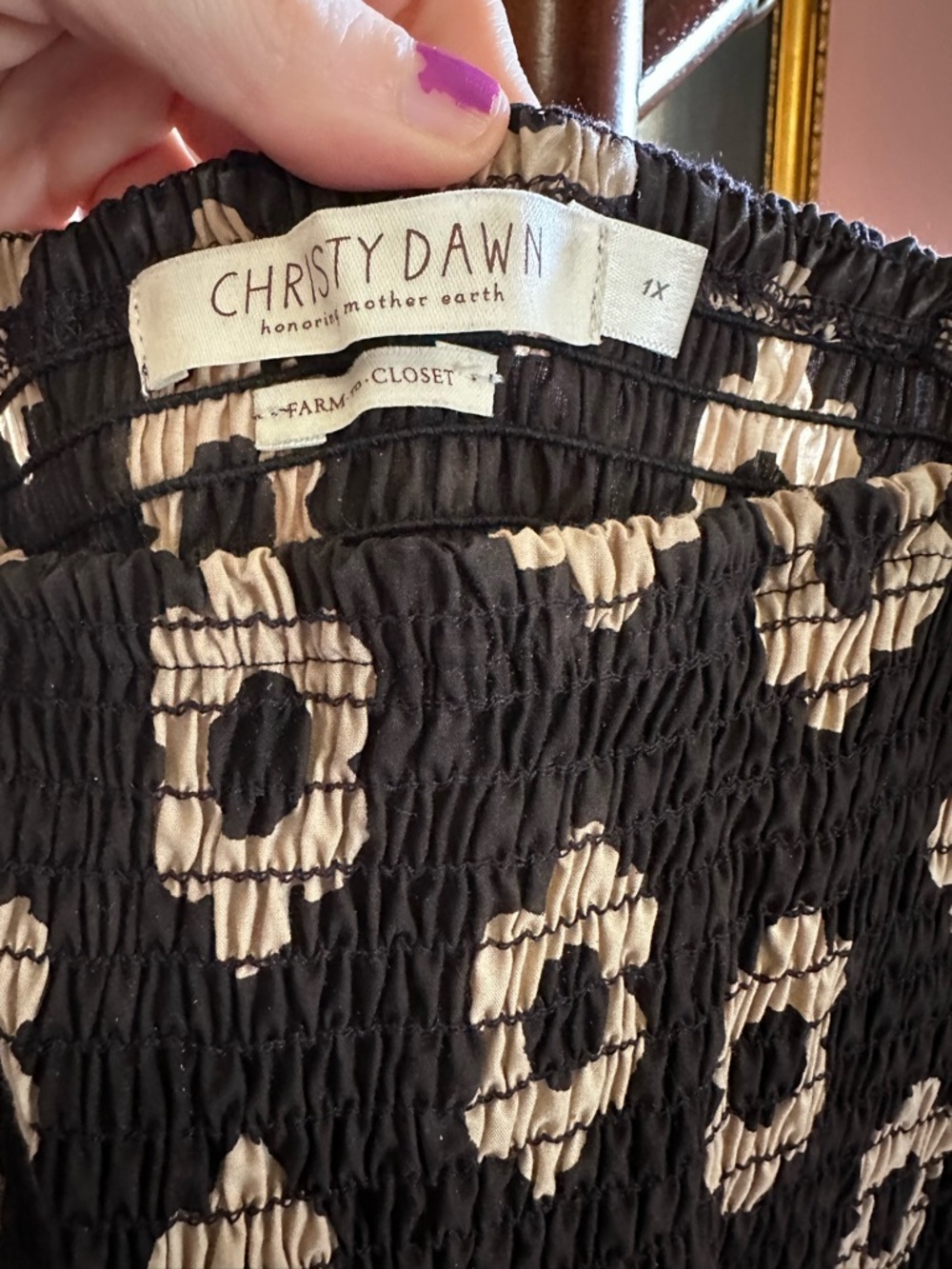 Christy Dawn Black Floral Puff-Sleeve Midi Dress - Picture 4 of 5